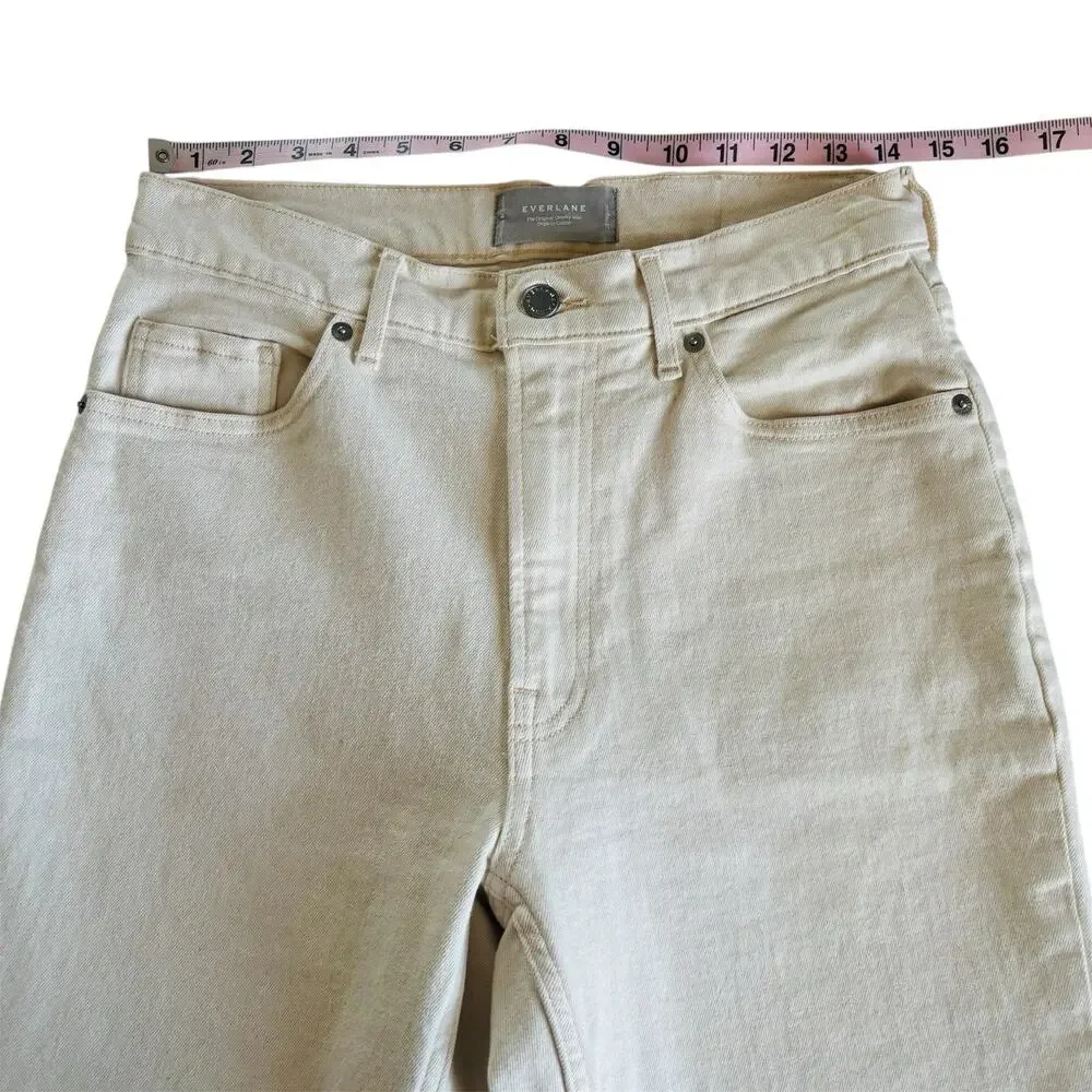Everlane The Original Cheeky Jeans Beige Speckled Organic Cotton Size 28 Regular - Picture 2 of 8